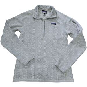 Patagonia Gray Women Better Sweater Frozen Jacquard Salt 1/4 Zip Sz. M